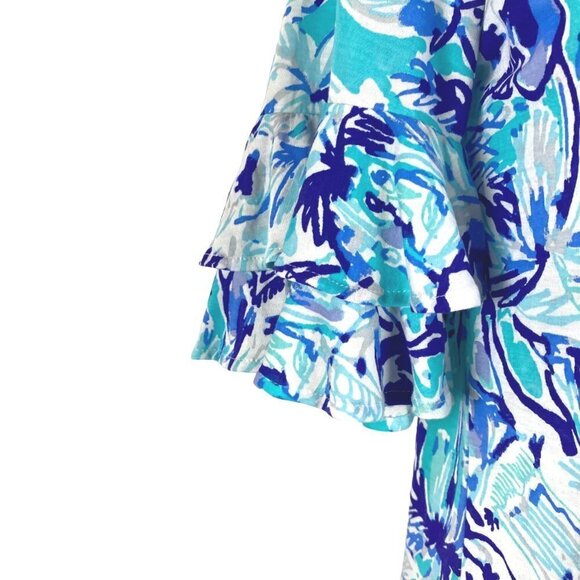 Lilly Pulitzer Lula Top Tropical Turquoise Elephant‎ Appeal XXS NWT TP-2088 - Picture 4 of 10